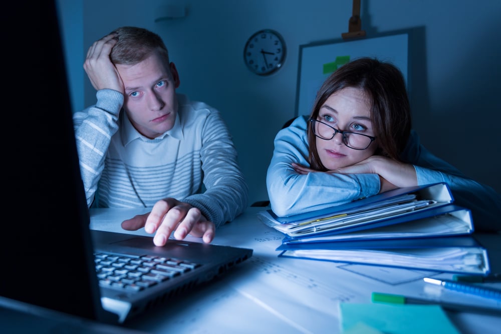 Overwork young people working at night